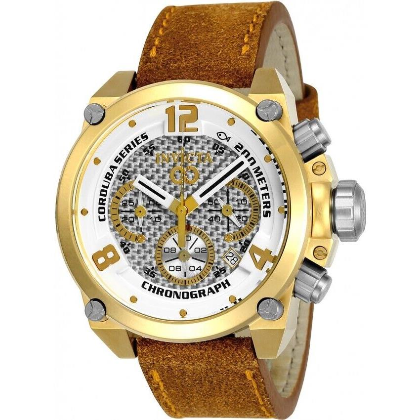 Invicta Men Corduba Watch White Dial with Brown Strap 24309