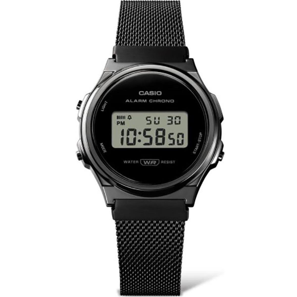 Casio Digital Black Dial Unisex Stainless Steel Band Watch A171WEMB-1ADF - Dial: Black, Band: Gray