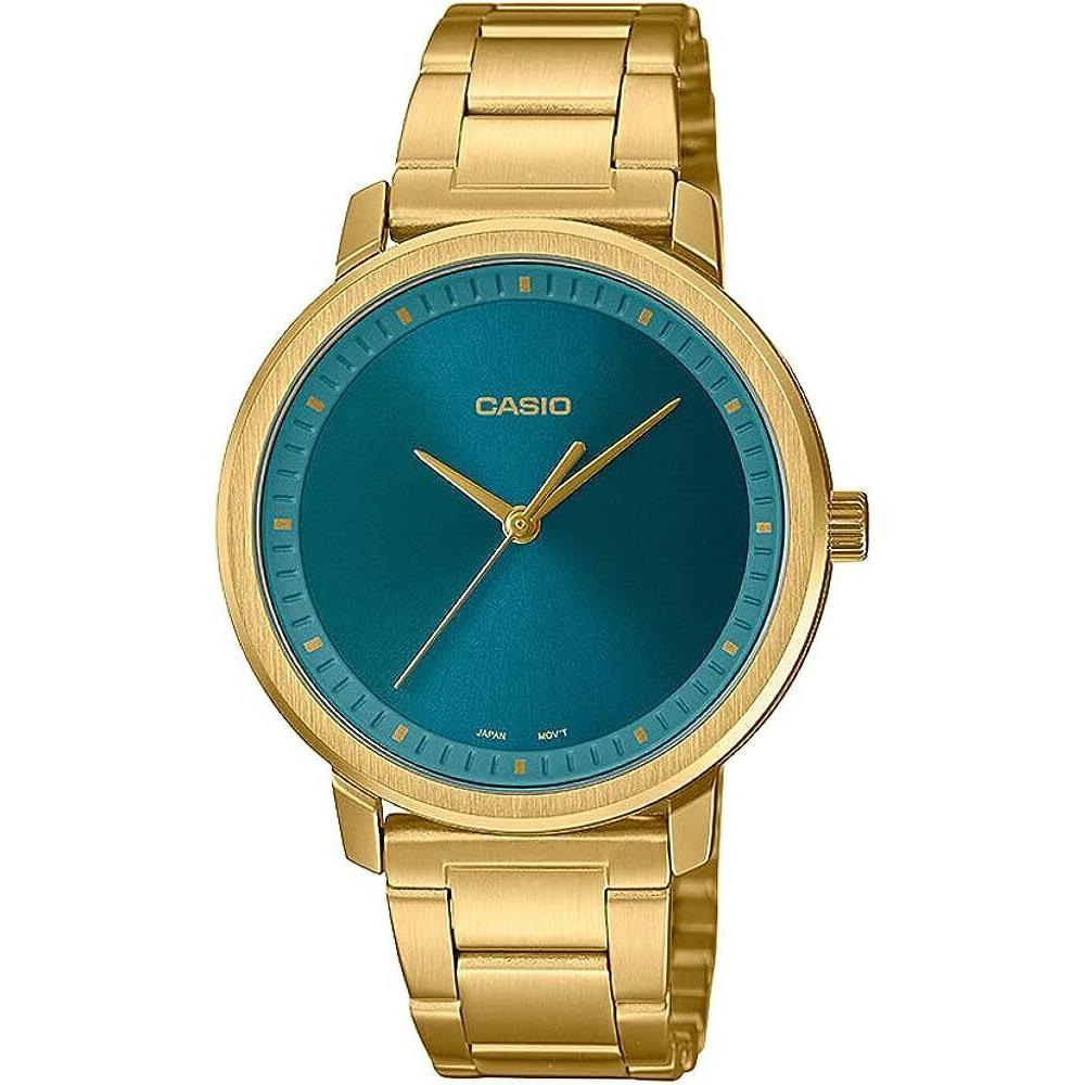 Casio Analog Green Dial Women`s Gold Tone Stainless Steel Watch-LTP-B115G-3EVDF