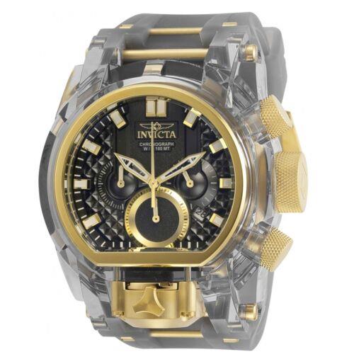 Invicta Bolt Zeus Magnum 52mm Anatomic Dual Dial Chronograph Watch 29999 - Gray Dial, Clear Band, Gold Bezel