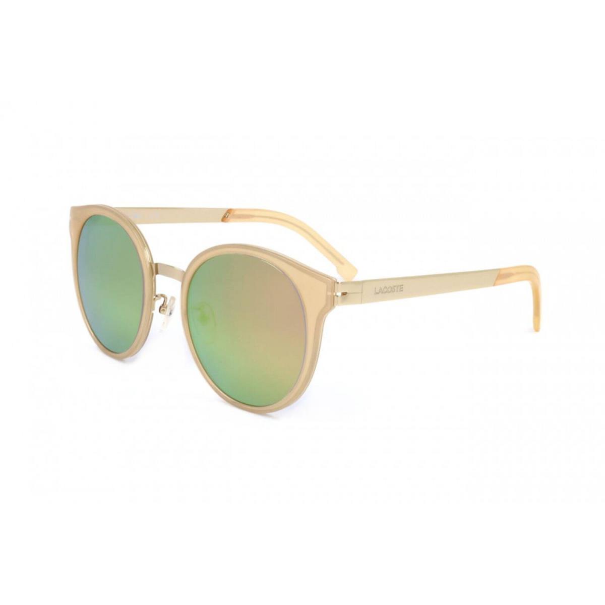 Lacoste Unisex Sunglasses Mirrored Lens Beige and Gold Round Lacoste L845SK 264