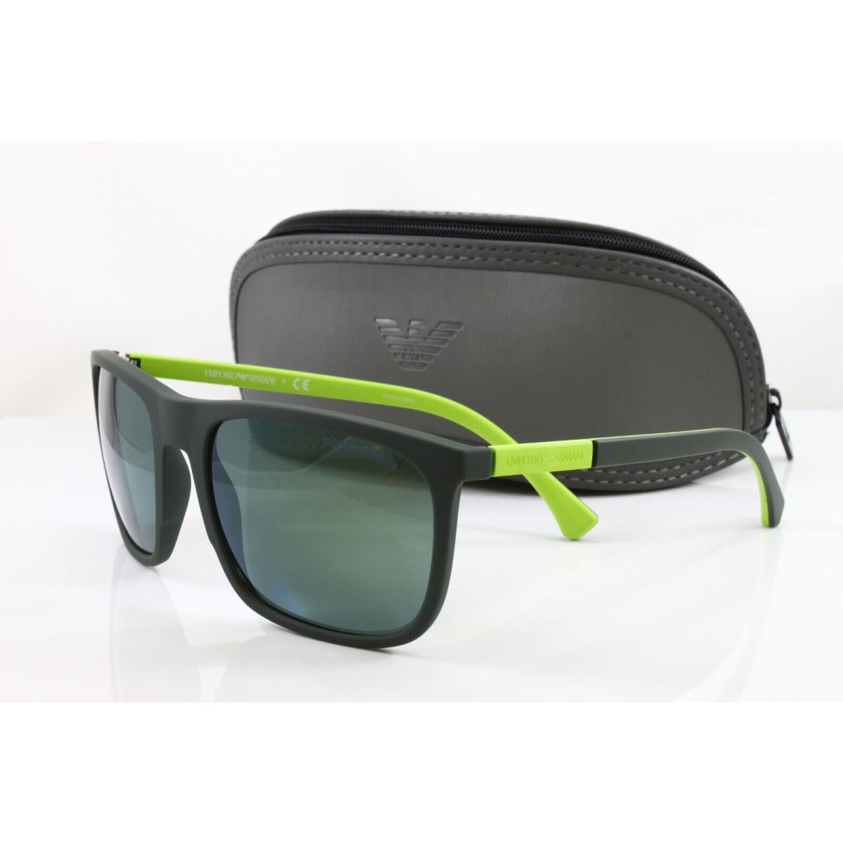 Emporio Armani Sunglasses Men`s Square EA4133 57536R Green Rubber 59mm