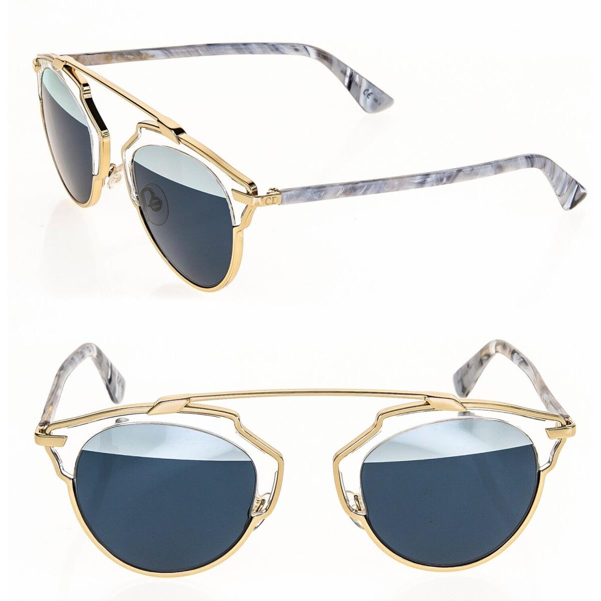 Christian Dior Soreal Gold Marble Blue Line Mirrored Sunglasses Diorsoreal