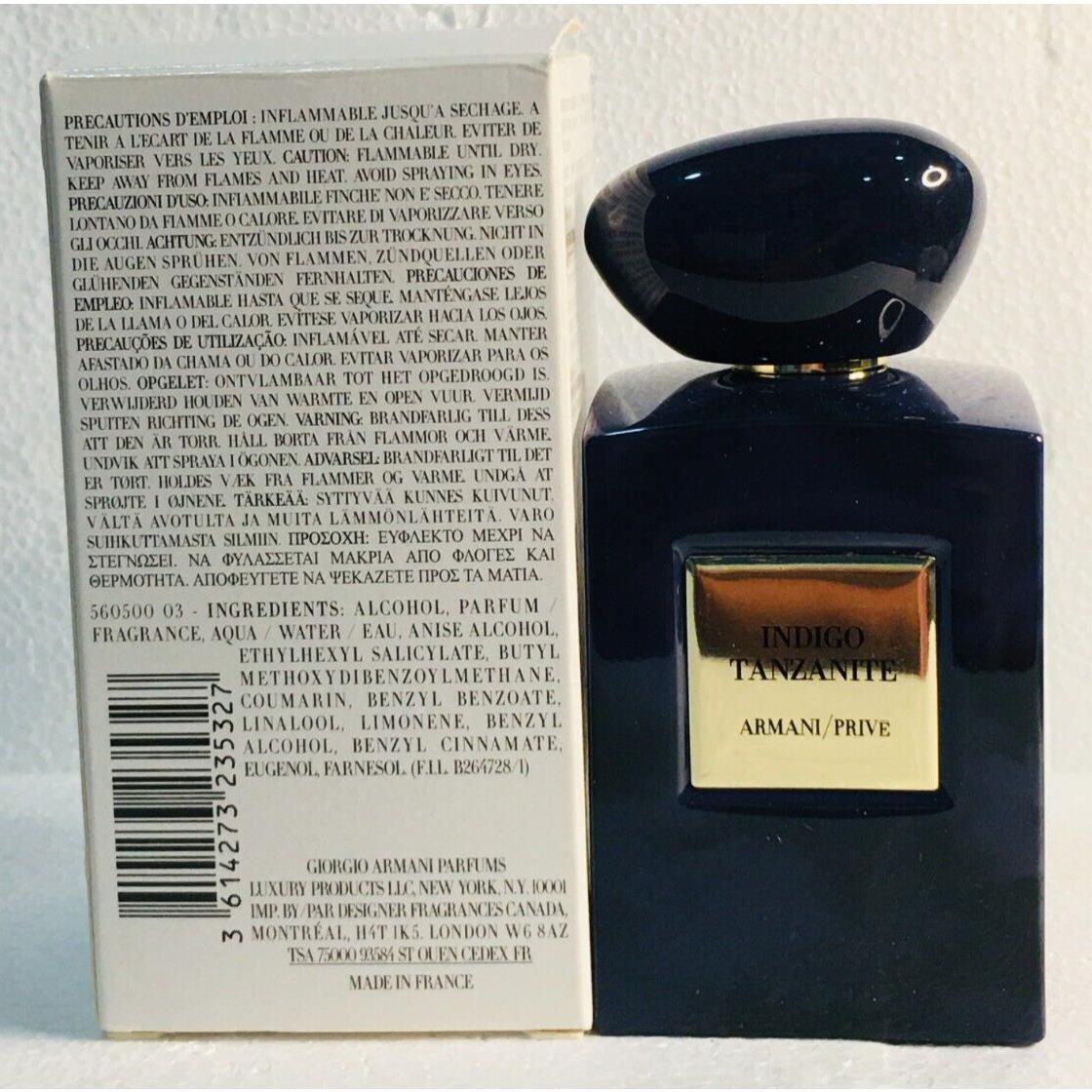 Indigo Tanzanite Giorgio Armani Unisex Edp 100ml in Unsealed T Box