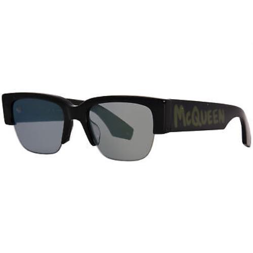Alexander Mcqueen AM0405S 002 Sunglasses Black/grey-green Mirror 54mm