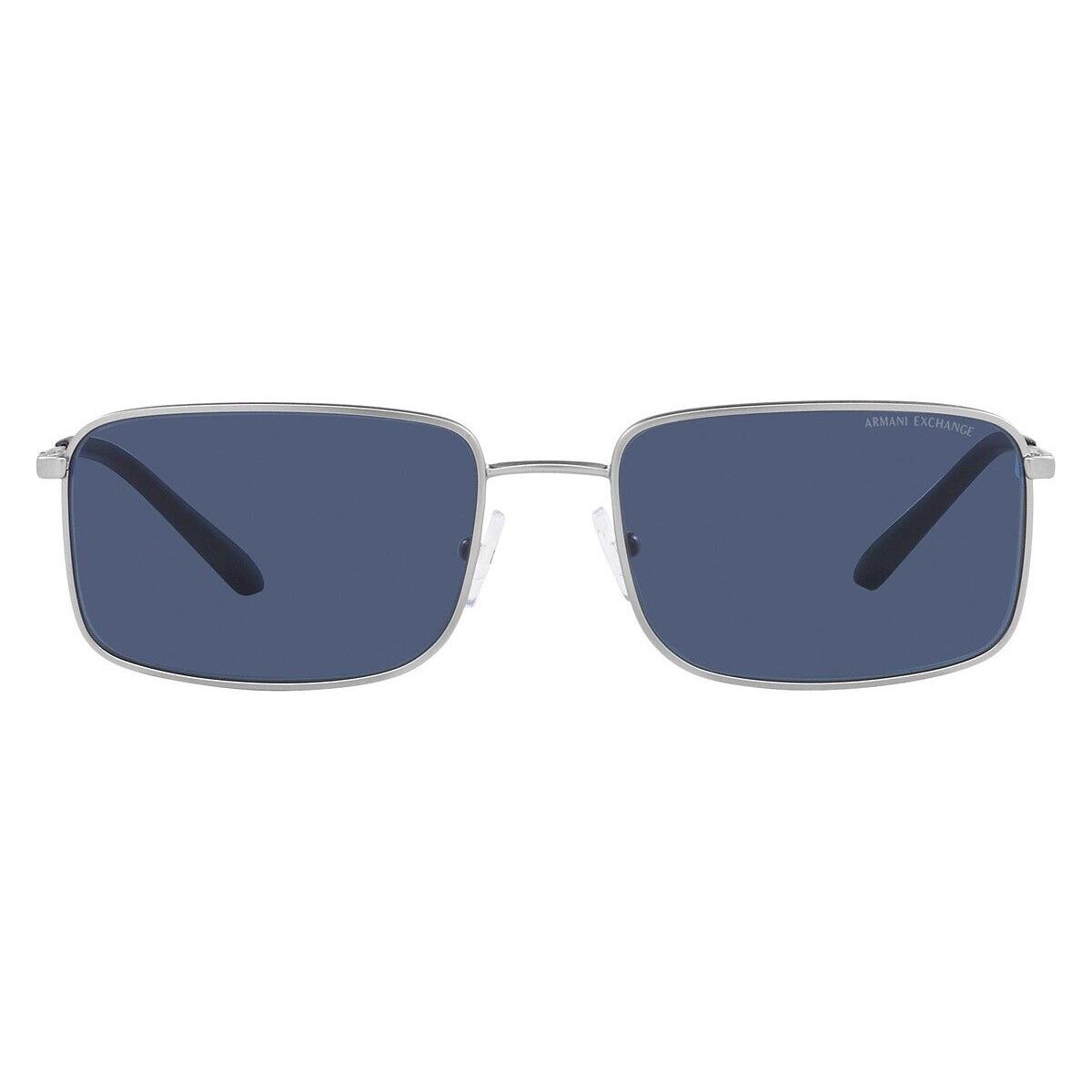 Armani Exchange Sunglasses 0AX2044S 602080 Silver Frame Blue Lens 58MM
