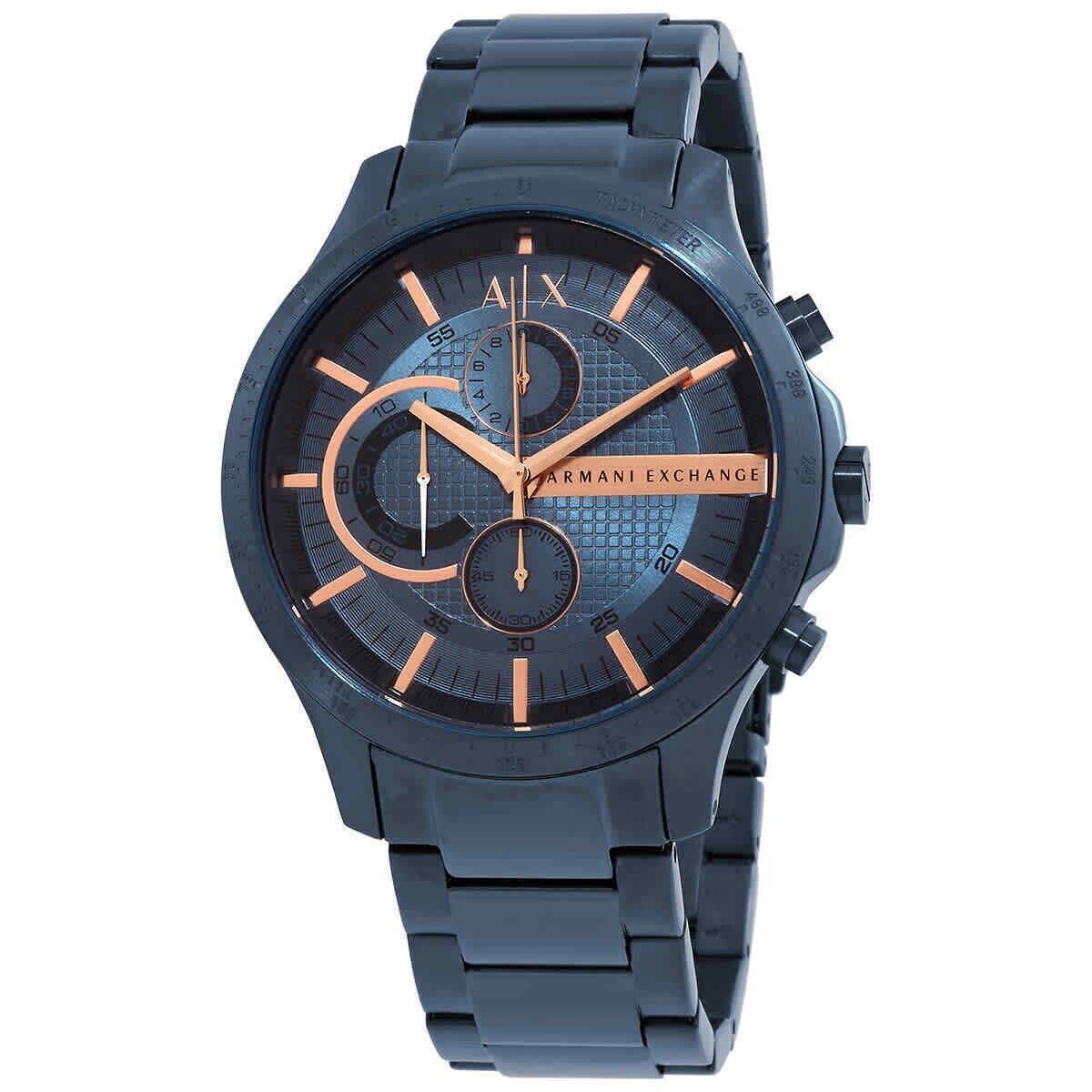 Armani Exchange Men`s Blue IP Rose Gold Stainless Chronograph Watch AX2430