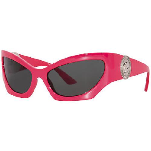 Versace VE4450 541787 Sunglasses Women`s Pink/dark Grey Lenses Cat Eye 60mm - Pink Frame, Gray Lens