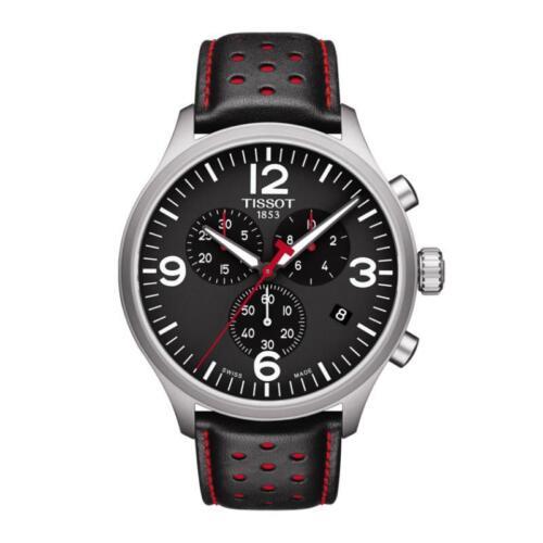 Tissot Men`s Chronograph XL Black Dial Leather Strap Watch T116.617.16.057.02