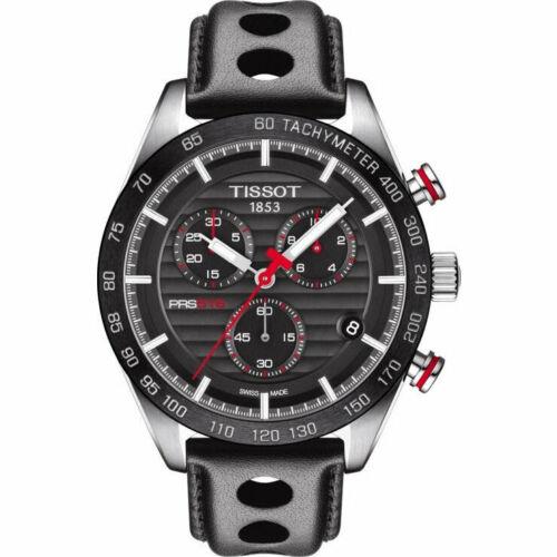 Tissot Prs 516 Chronograph Black Dial Red Racing Men`s Watch T100.417.16.051.00 - Dial: Black, Band: Black