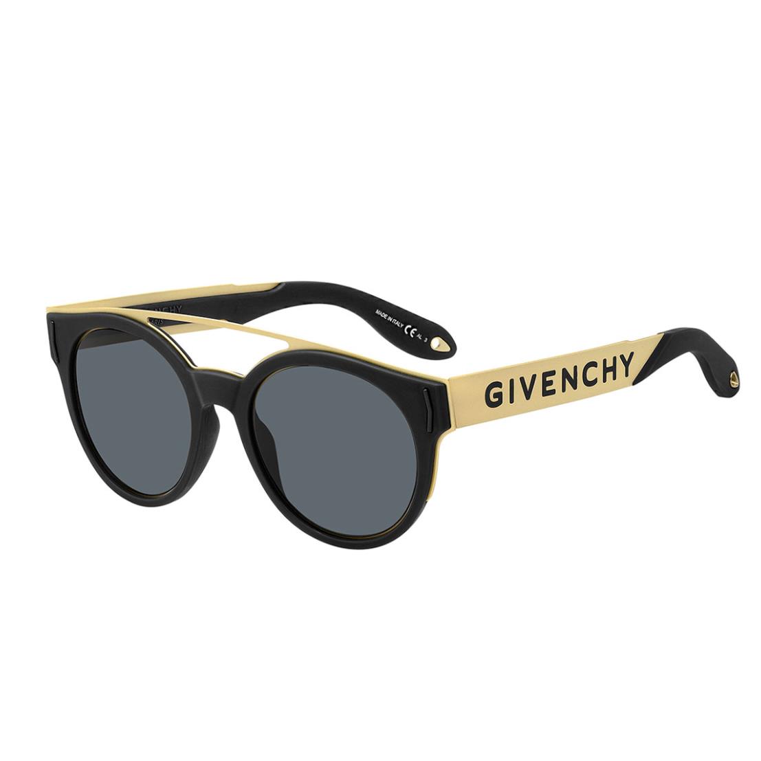 Givenchy Two-tone Gold Black Rubber Round 50mm Unisex Sunglasses S2749
