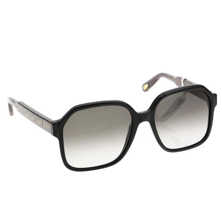 Chloe Willow 56mm Gradient Black Rectangular Sunglasses S2723 - Black Frame, Gray Lens