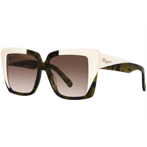 Salvatore Ferragamo SF1060S 341 Sunglasses Women`s Green Tortoise/grey 55mm