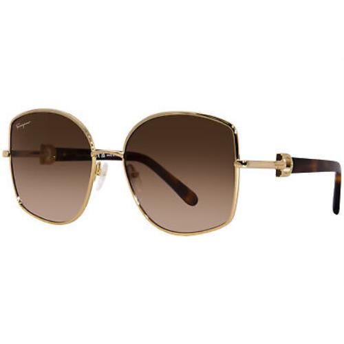 Salvatore Ferragamo SF304S 745 Sunglasses Women`s Gold/havana/brown Grad. 58mm