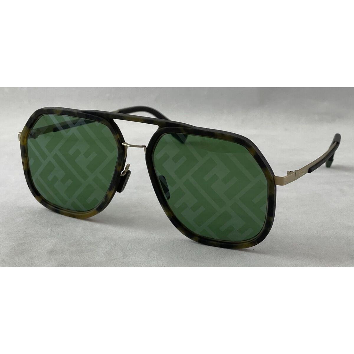 Fendi FE40041I FE 40041I 52Q Gold Tortoise Green W/logo Sunglasses 52-18-145