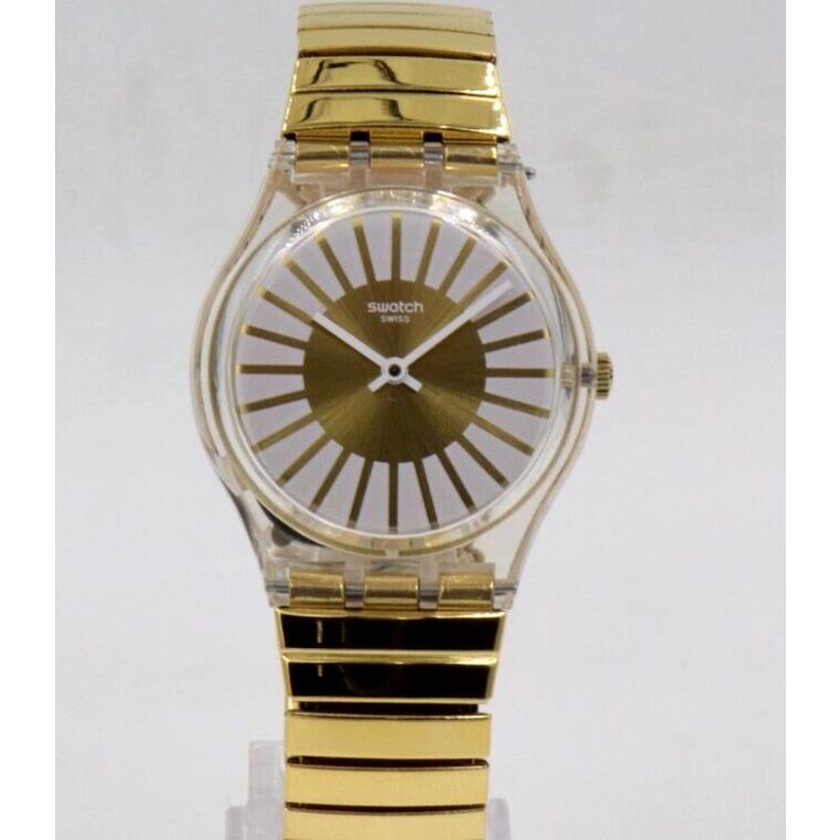 Swatch watch Rayon Soleil - Dial: Gold, Band: Gold tone, Bezel: