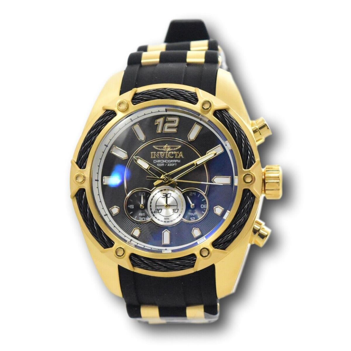 Invicta Bolt Men`s 52mm Black Dial Gold-tone Miyota Chronograph Movement 31446