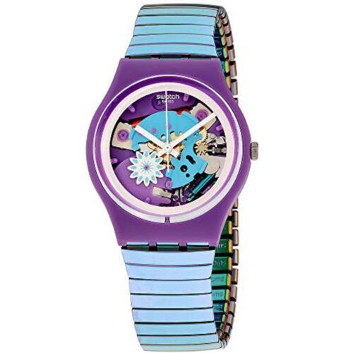 Swatch Women`s Watch Flowerflex Quartz Violet Stainless Steel Bracelet GV129B