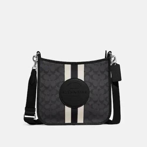 Coach Women` Black Smoke Dempsey Signature Jacquard W/coach Patch File Bag-CA195