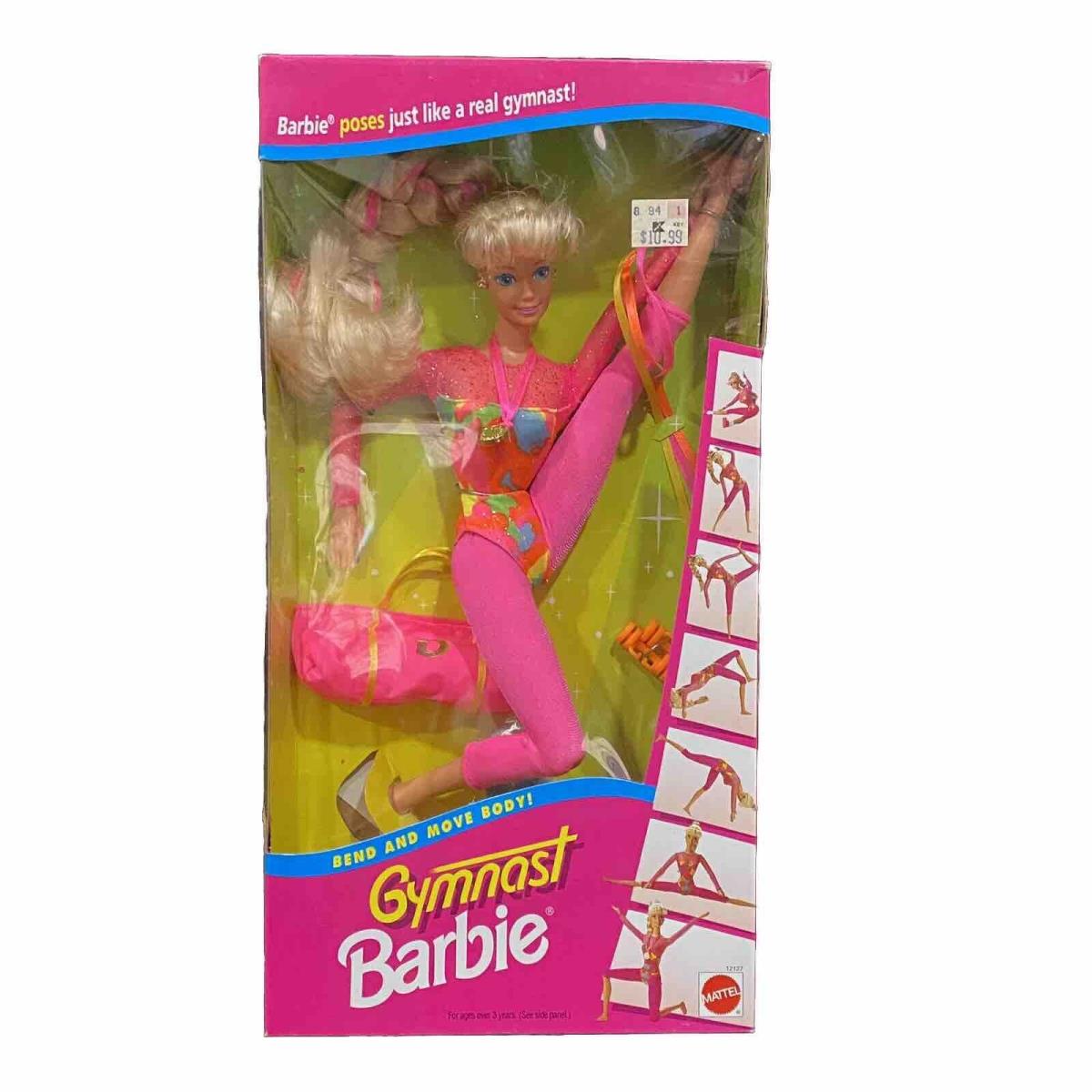 1993 Gymnast Barbie Doll Bend Move Body Mattel 12127