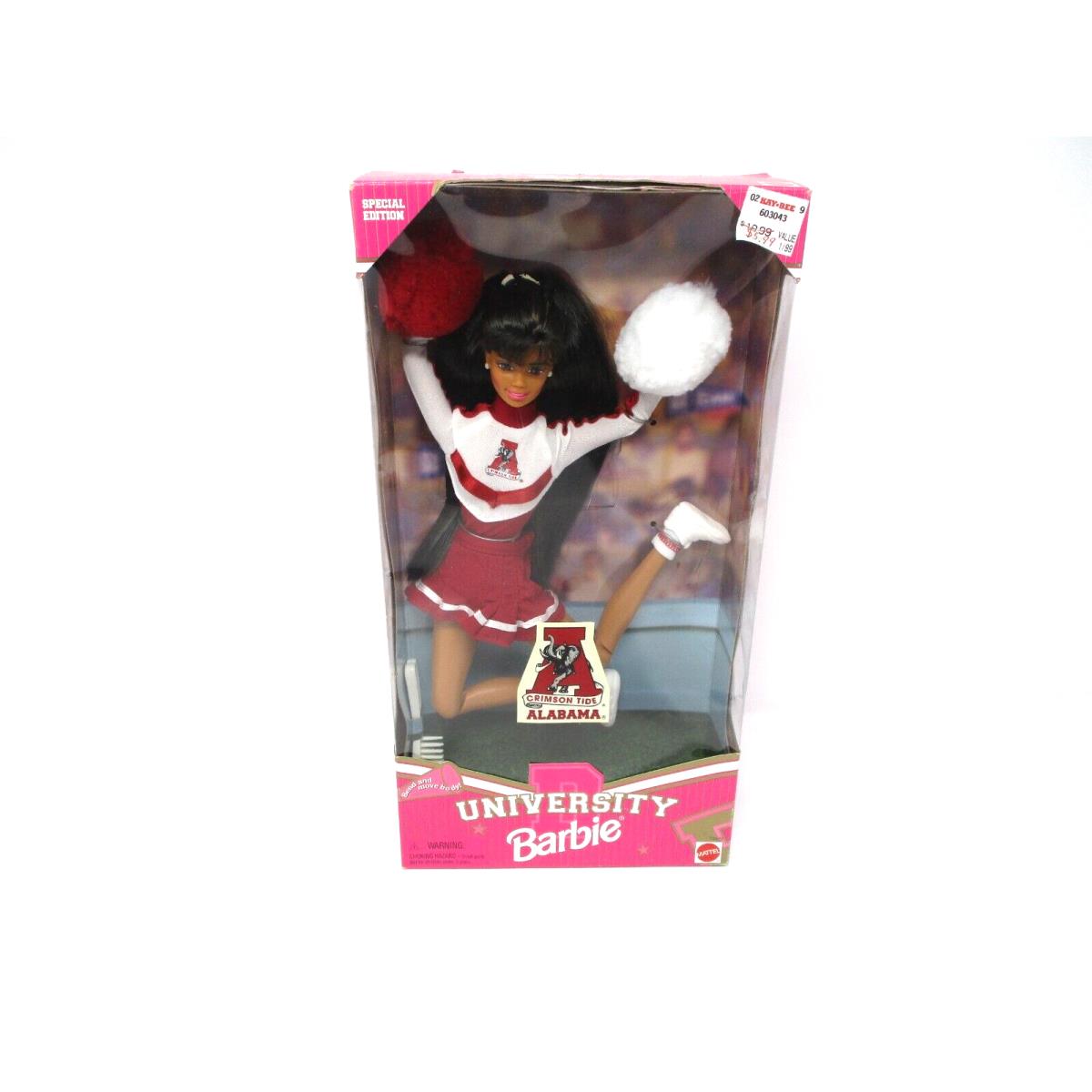 Vtg 1996 University Barbie Cheerleader Doll Alabama Crimson Tide 19422 African