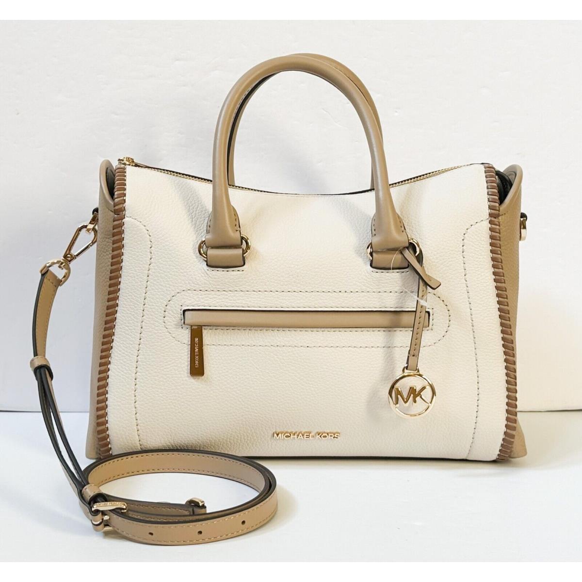 Michael Kors Carine Large Top Zip Satchel Shoulder Crossbody Bag LIGHT CREAM MULTI