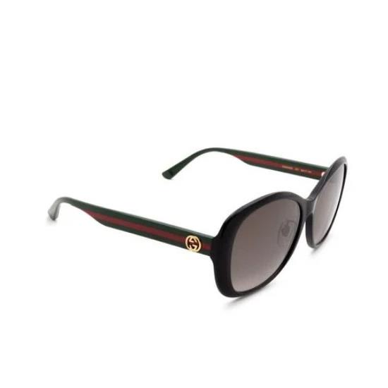 Gucci GG0849 Oversized Round Black Acetate Woman`s 59mm Sunglasses S2458 - Frame: Black, Lens: Brown