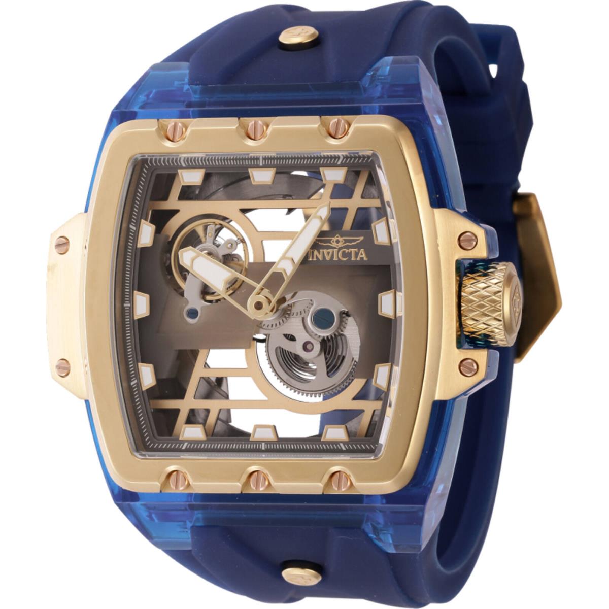 Invicta Men`s Watch Anatomic Automatic Two Tone Case Blue Silicone Strap 44271