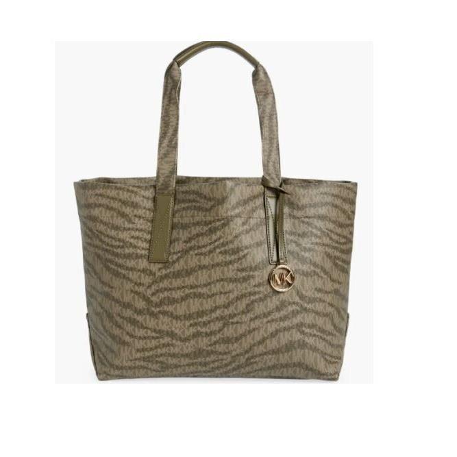 Michael Kors The Michael Bag Animal Print Faux-leather Large Tote -olive Green