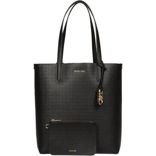 Michael Kors Women Eliza-xl Ns Gold Logo Reversible Tote Leather Bag 001-Black