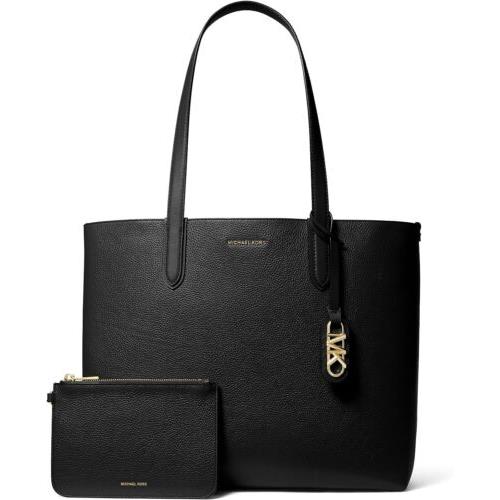 Michael Kors Women Eliza-xl Ew Reversible Logo Tote Leather Bag 001-Black - Handle/Strap: Black, Exterior: Black, Lining: Black