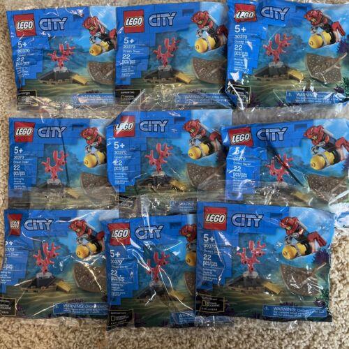 9 X Lego City 30370 Ocean Diver Polybag 22 Pieces Stingray Sea Creature