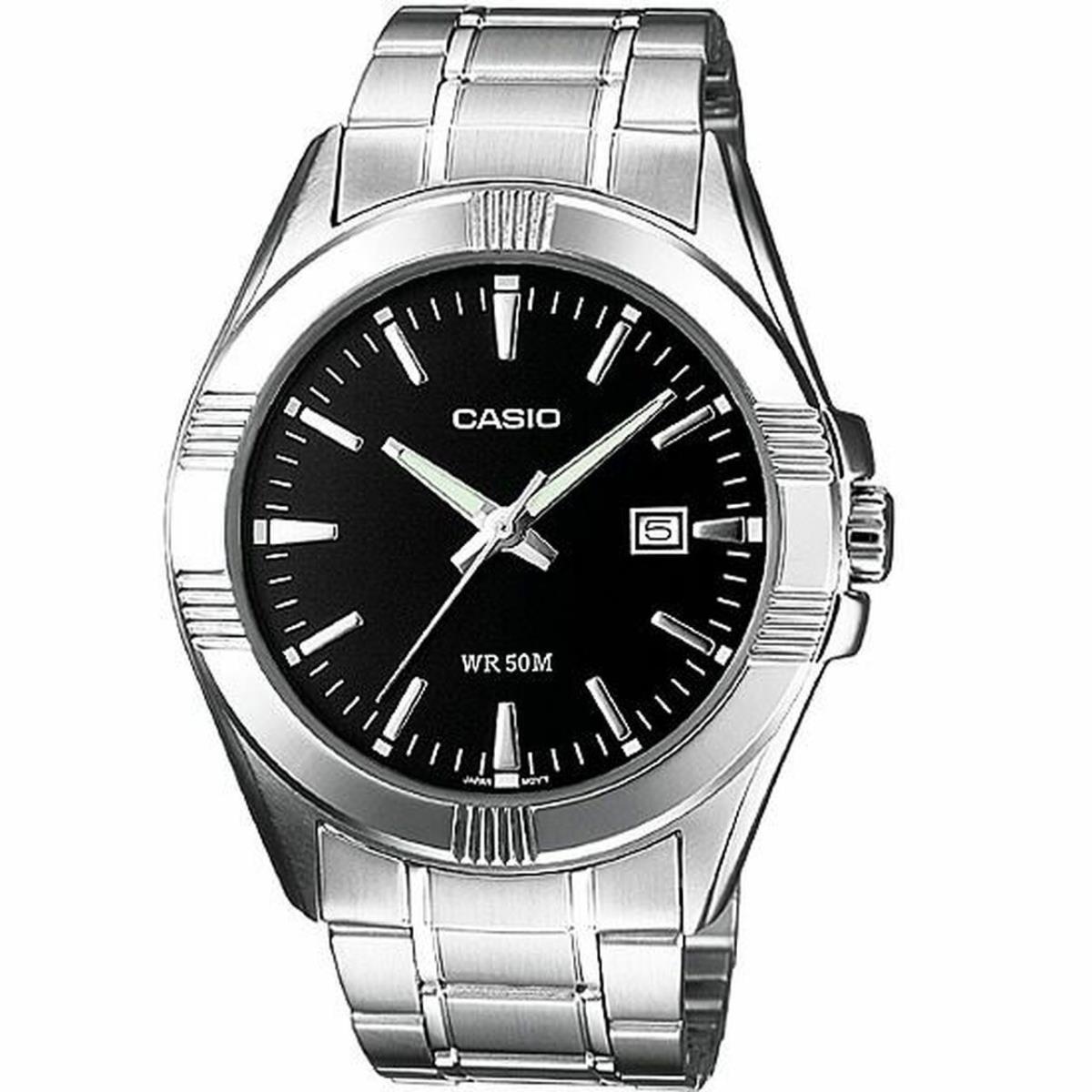 Casio Men`s Stainless Steel Bracelet Black Dial Analog Watch MTP-1308D-1AVDF