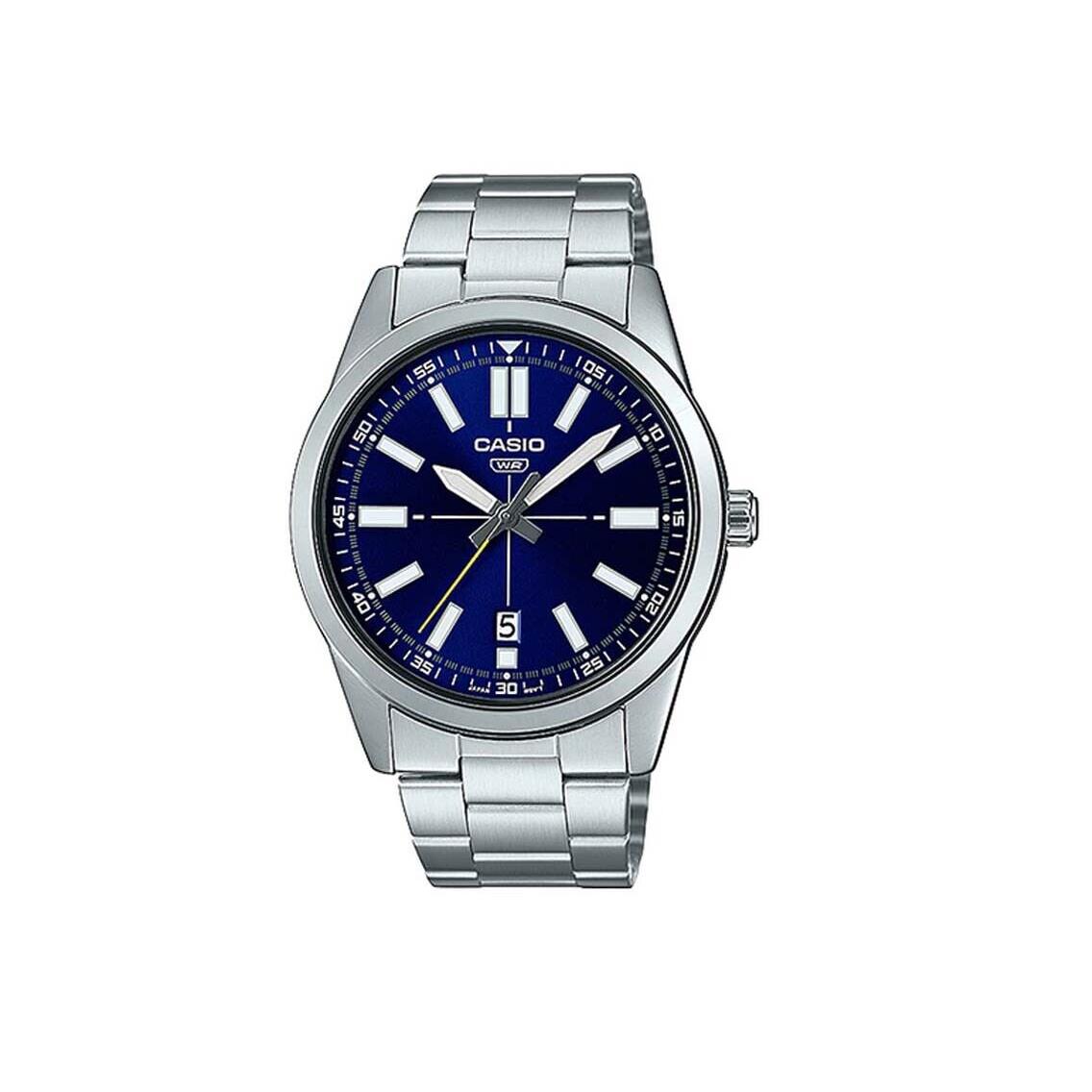 Casio MTP-VD02D-2EUDF Men`s Stainless Steel Blue Dial 3-Hand Analog Watch