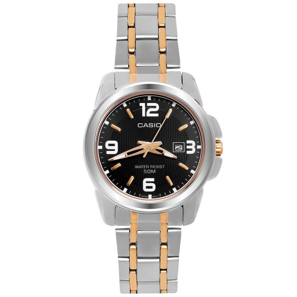 Casio Two-tone Stainless Steel Strap Black Dial Women`s LTP-1314SG-1AVDF Watch