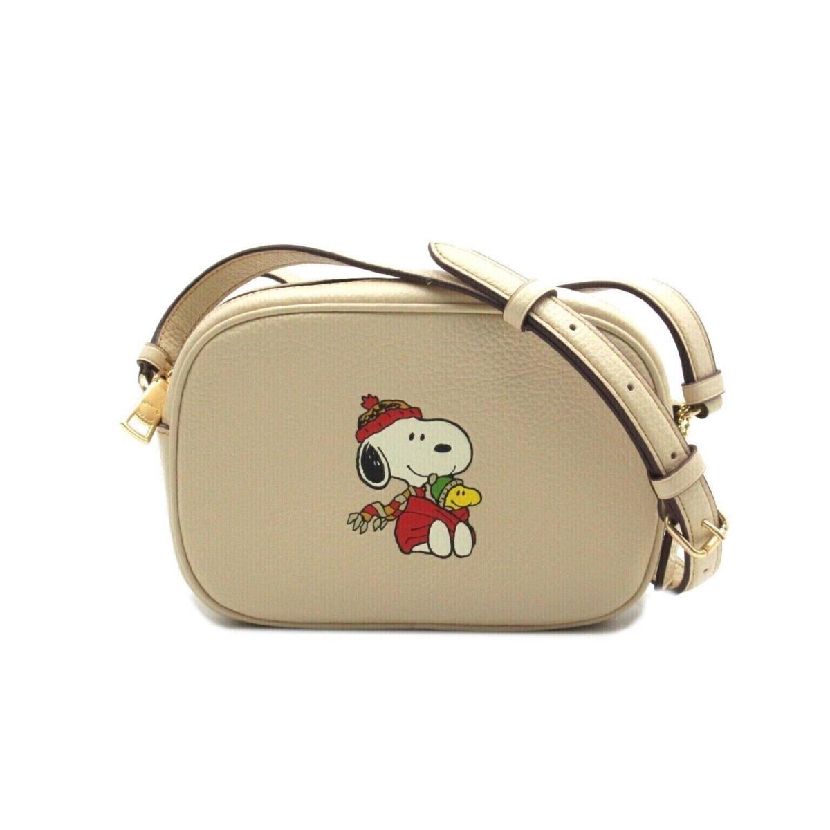 Coach X Peanuts Mini Jamie Camera Bag with Snoopy Cuddle Motif Ivory Leather Bnt