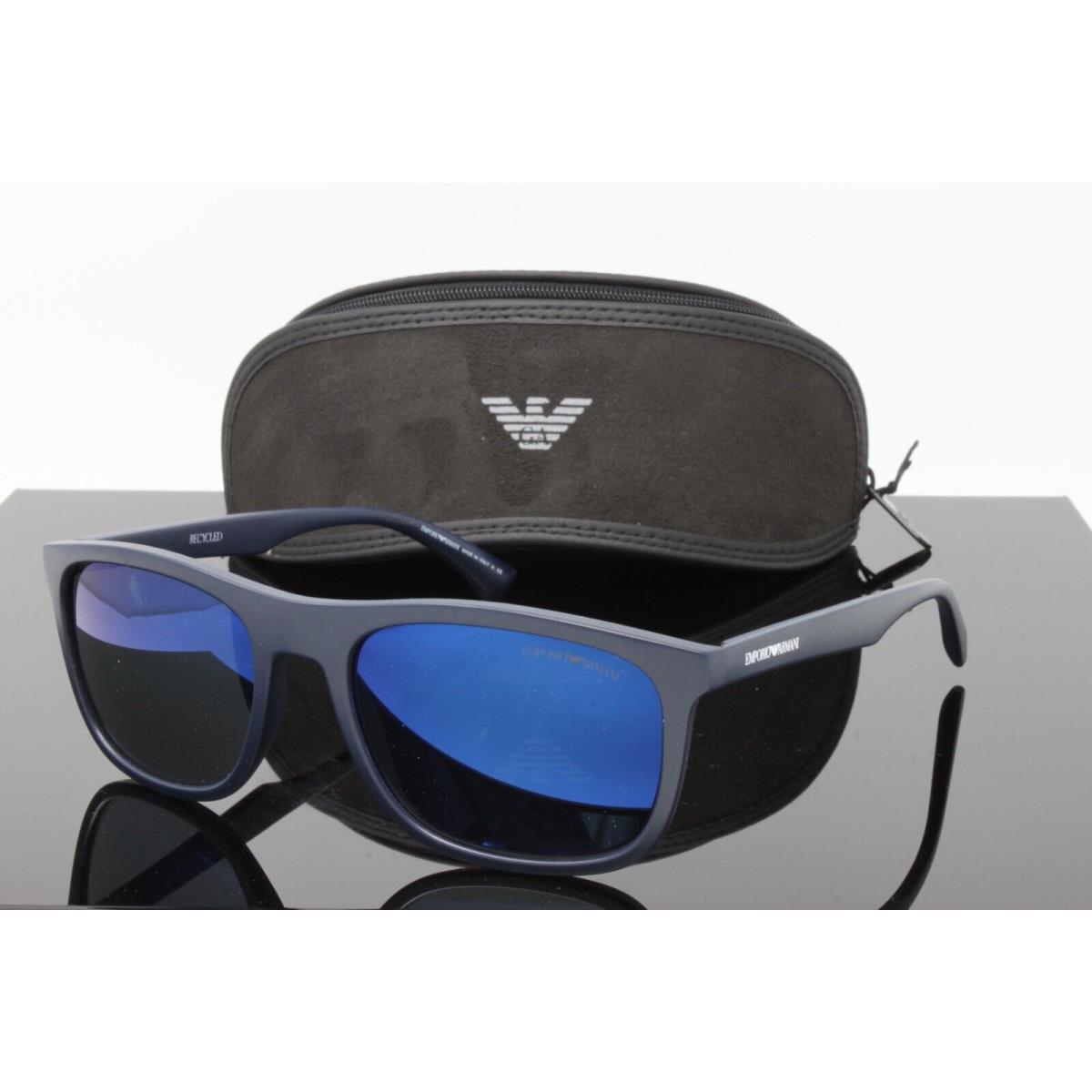 Emporio Armani Sunglasses Men`s Square EA4158 587125 Matte Blue 57mm Blue Lens