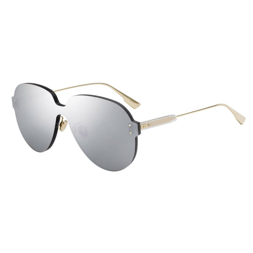 Christian Dior DIORCOLORQUAKE3 YB7/T4 Gold w Silver Mirror Lens Sunglasses Italy - Frame: Silver, Lens: Silver