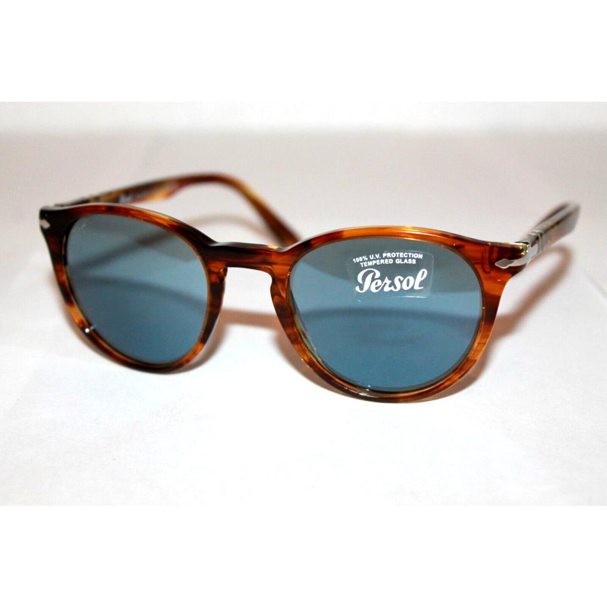 Persol Sunglasses PO3152S 904356 Striped Brown Yellow W/ Light Blue