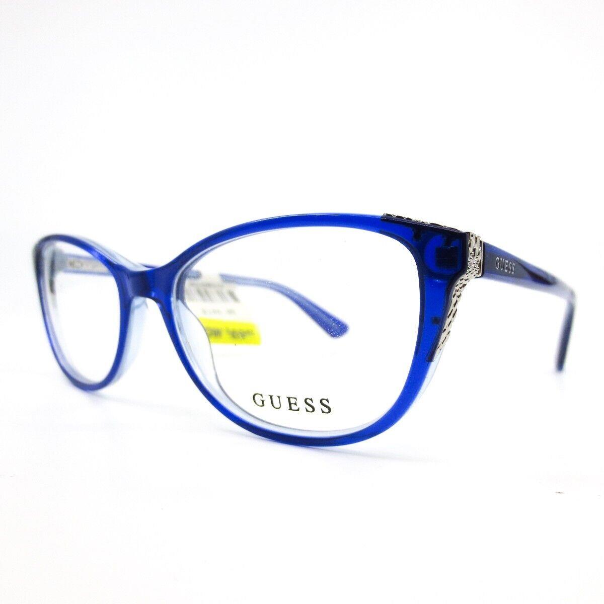 Guess GU2589 092 Women`s Eyeglasses Full Rim Cat Eye Blue 52-17-135