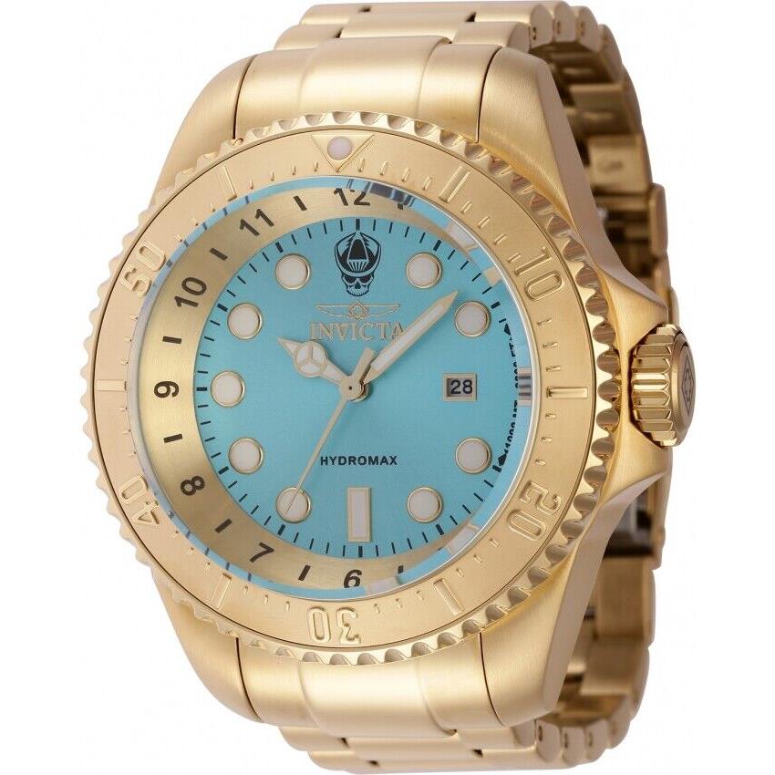 Invicta Hydromax 37594 Men`s Golden Stainless Steel Blue Dial Quartz Watch