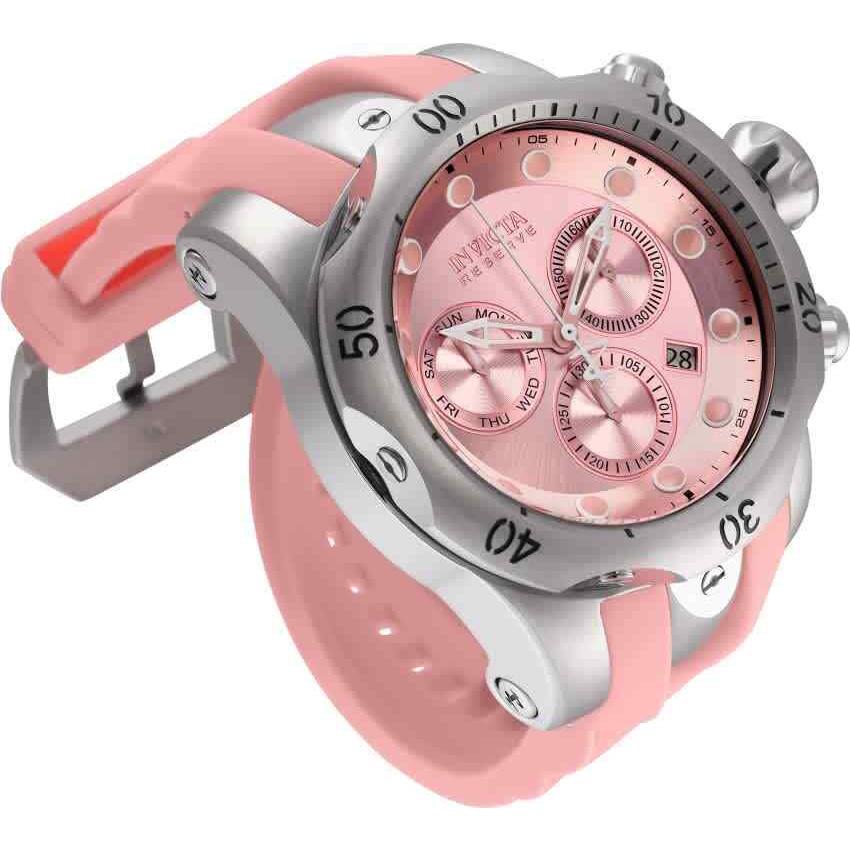 Invicta Reserve Venom Chronograph Quartz Pink Dial Men`s Watch 33239 - Dial: Pink, Band: Two-tone (Pink and Silver-tone), Bezel: Silver-tone