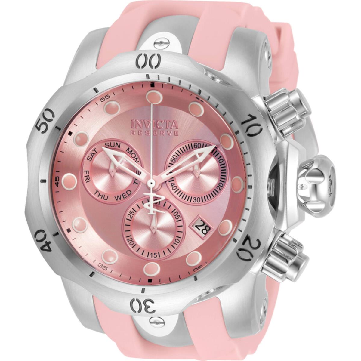 Invicta Men`s Watch Reserve Venom Chronograph Pink Silicone Strap Quartz 33239