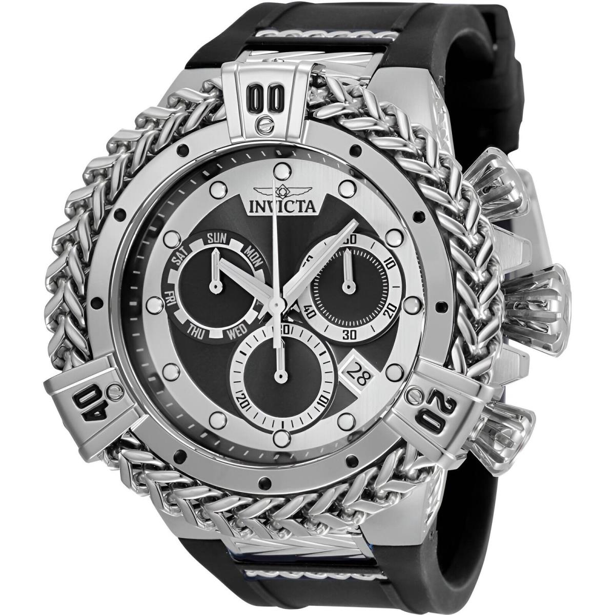 Invicta Men`s Watch Bolt Chronograph Black and Silver Tone Dial Strap Dive 35577