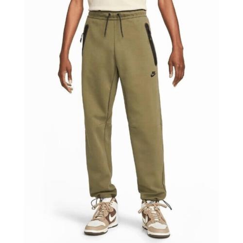 Nike Tech Fleece Pants Joggers Men`s M Adjustable Cuffs Green Black Zippers Nsw