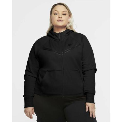 Nike Tech Fleece Windrunner Full Zip Jacket Hoodie Black DA2044-010 Women`s 2X