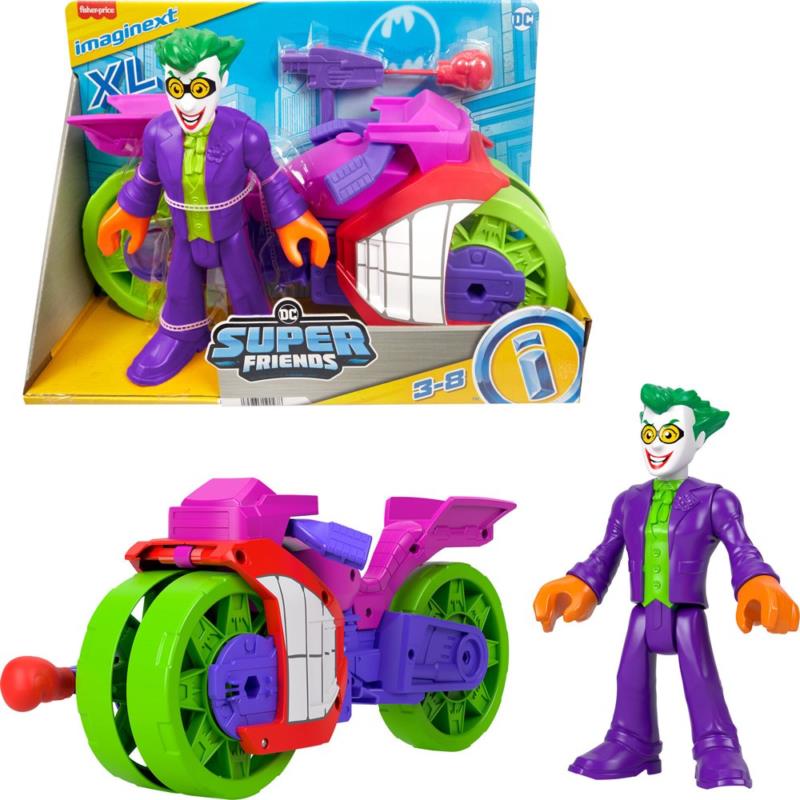Imaginext DC Super Friends The Joker XL Figure Laff Cycle Vehicle Set Toy