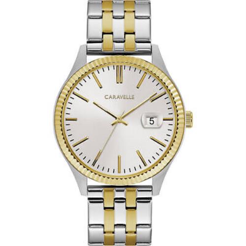 Caravelle Stainless Steel Watch with Coin Edge Bezel
