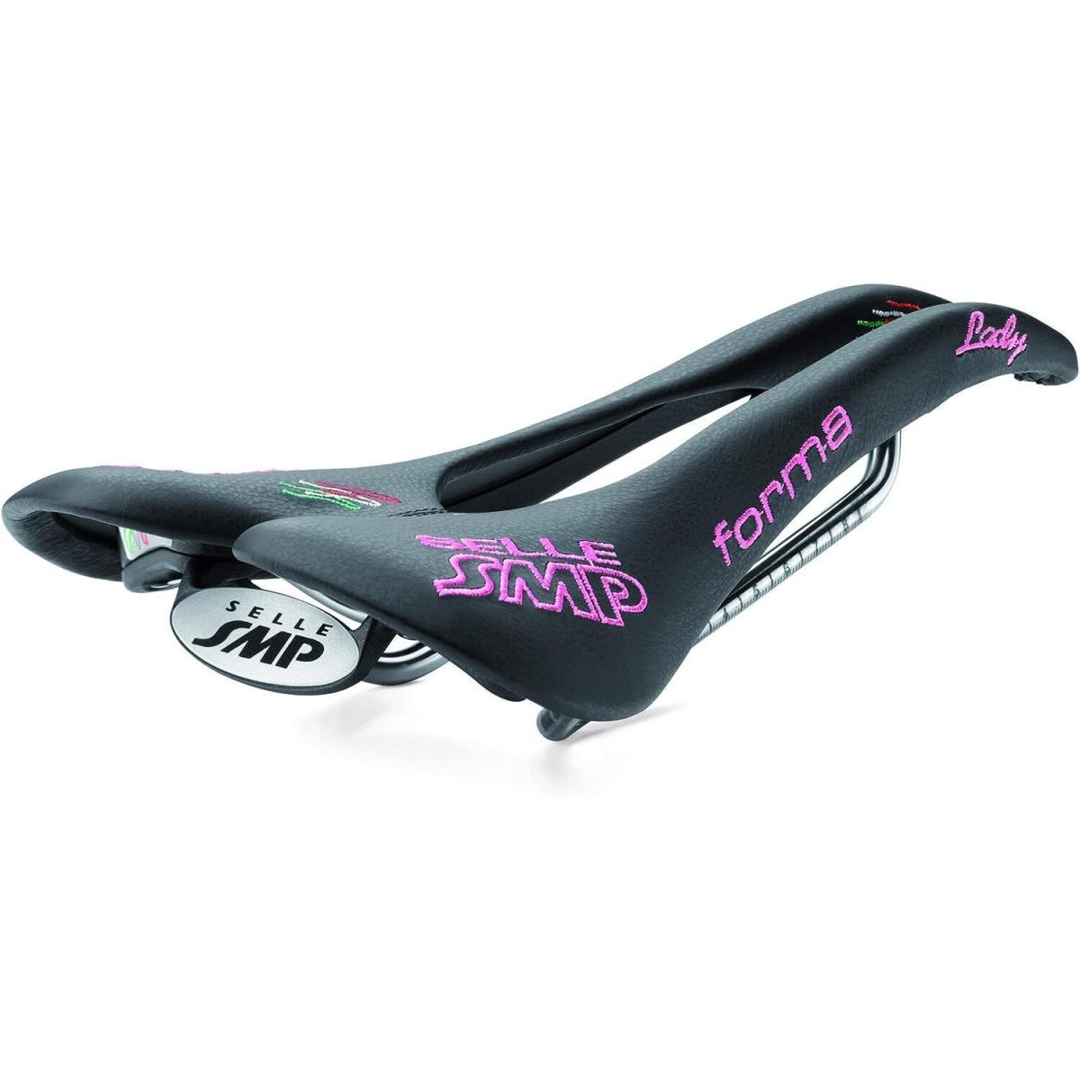Selle Smp Forma Lady Saddle Black Italian Leather Covering Pink Stitching Usa