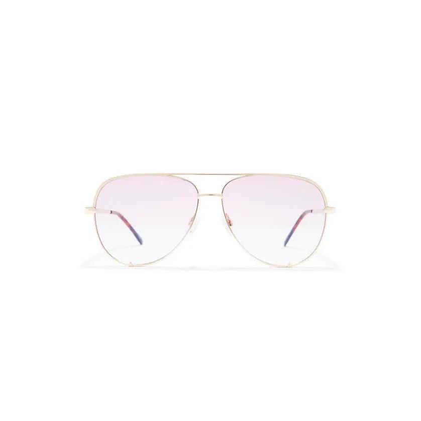 Quay High Key Shift Aviator Glasses Gold Pink Sunglasses